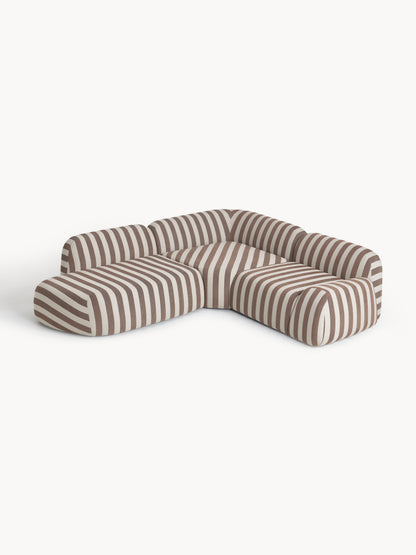 Wolstena Modular Striped Corner Sofa (4-Seater) with Chaise Longue