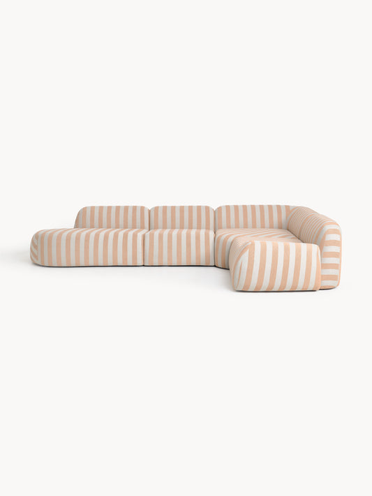 Wolstena Modular Striped XL Corner Sofa with Chaise Longue