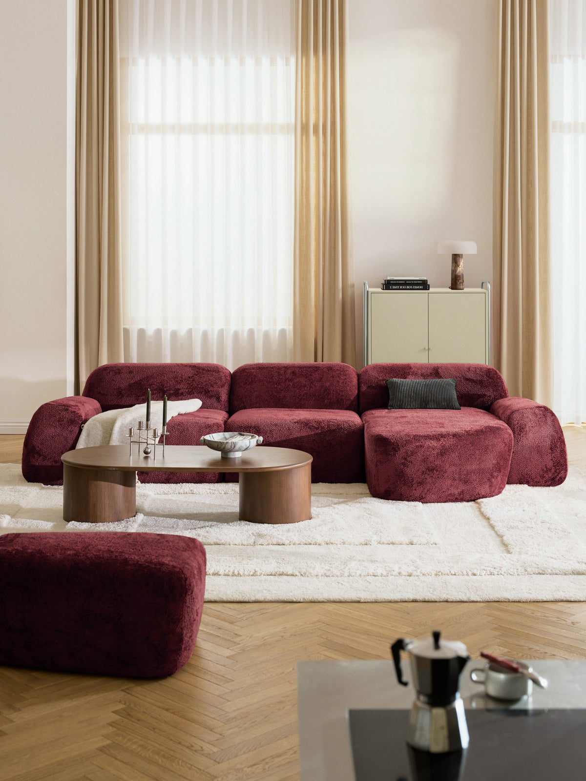 Wolstena Modular Teddy Bouclé Corner Sofa (4-Seater)