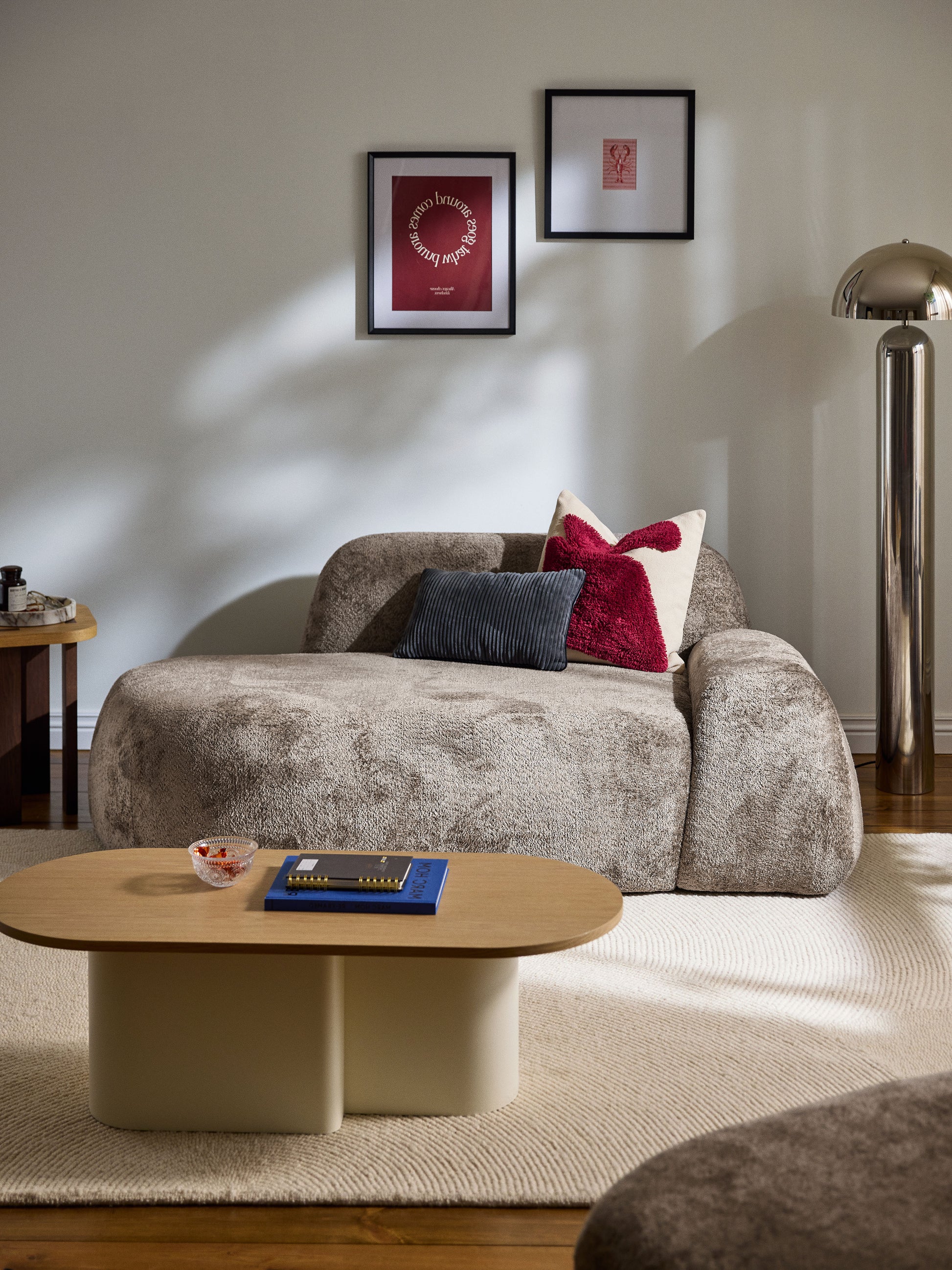 Wolstena Teddy Bouclé Sofa (2-Seater) with Chaise Longue