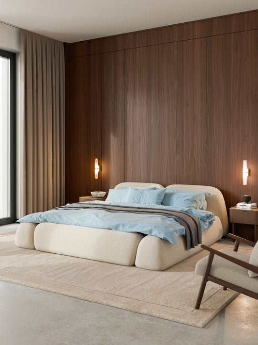 Wolstena Upholstered Bed in Bouclé