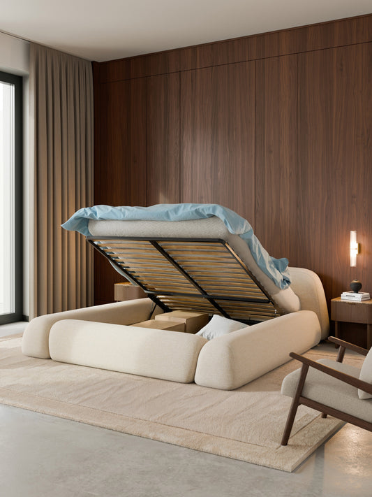 Wolstena Upholstered Bouclé Bed with Storage