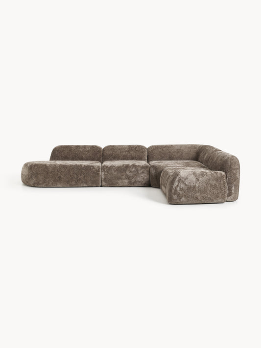 Wolstena XL Modular Corner Sofa in Teddy Bouclé with Chaise Longue