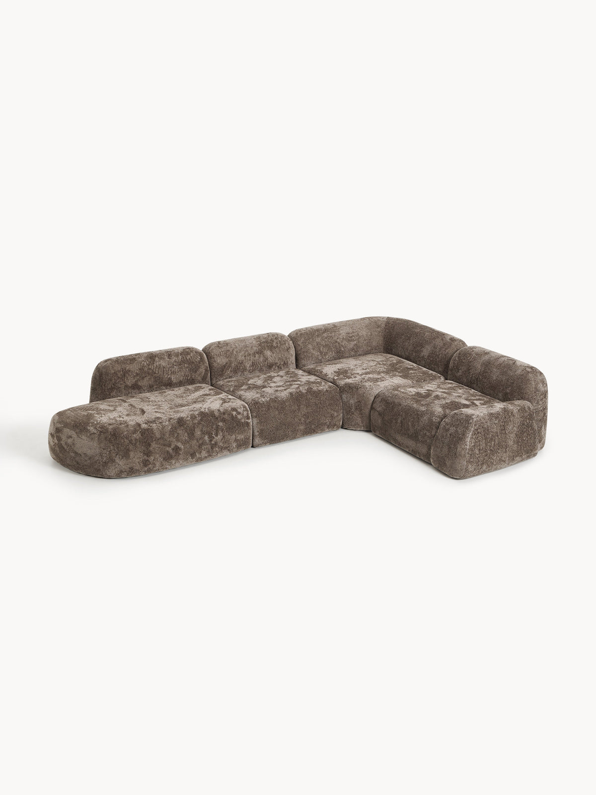 Wolstena XL Modular Corner Sofa in Teddy Bouclé with Chaise Longue