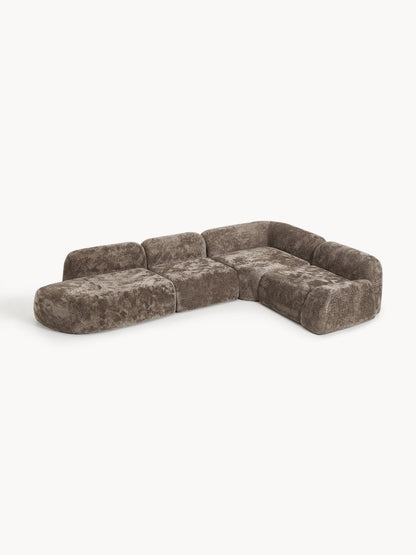 Wolstena XL Modular Corner Sofa in Teddy Bouclé with Chaise Longue